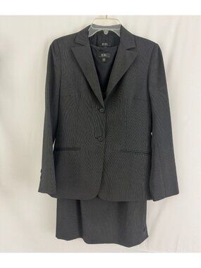 Vintage BCBG MaxAzria Pinstripe Suit Blazer & Dress Set Black Gray, Size 2